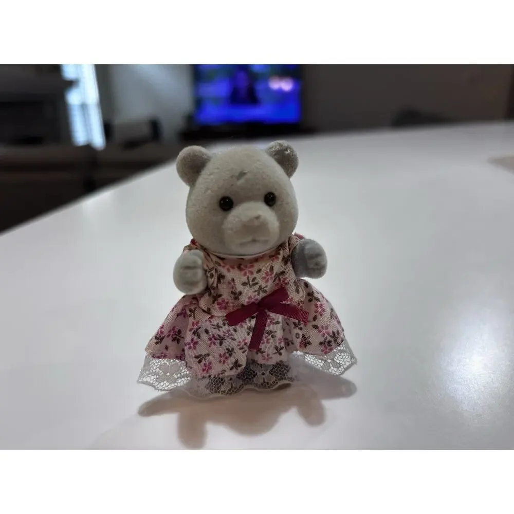 Sylvanian Families Gray Bear Sister Initial Rare Summer Evergreen